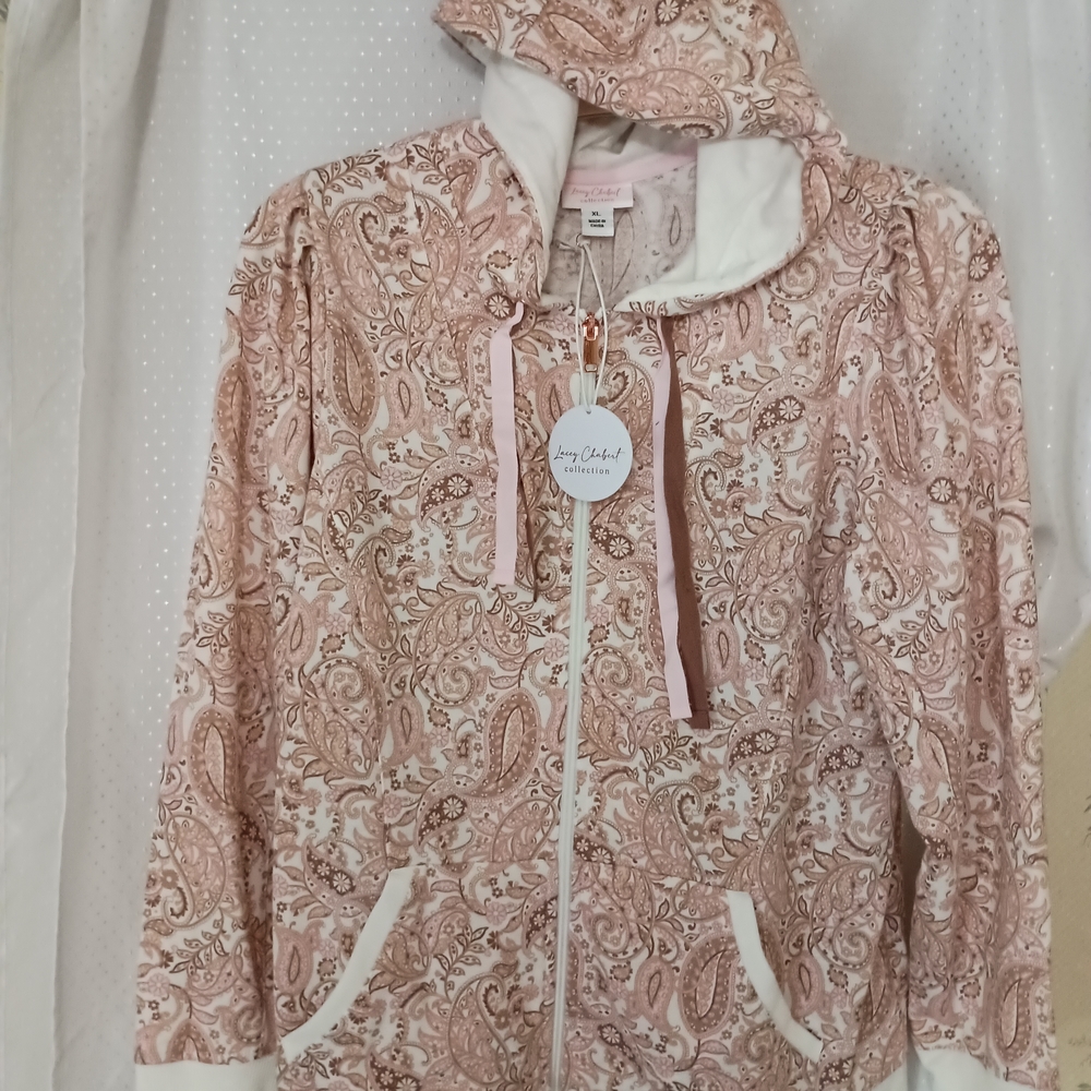 Lacey Chabert Pleated Shoulder Zip Up Hoodie